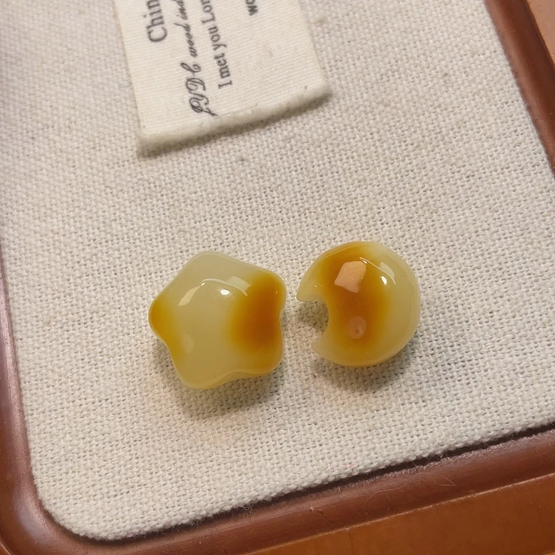琥珀未镶嵌裸石星星和月亮