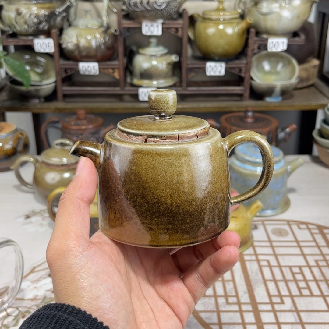220cc白泥柴烧井栏壶，古法传承裸坯柴烧
