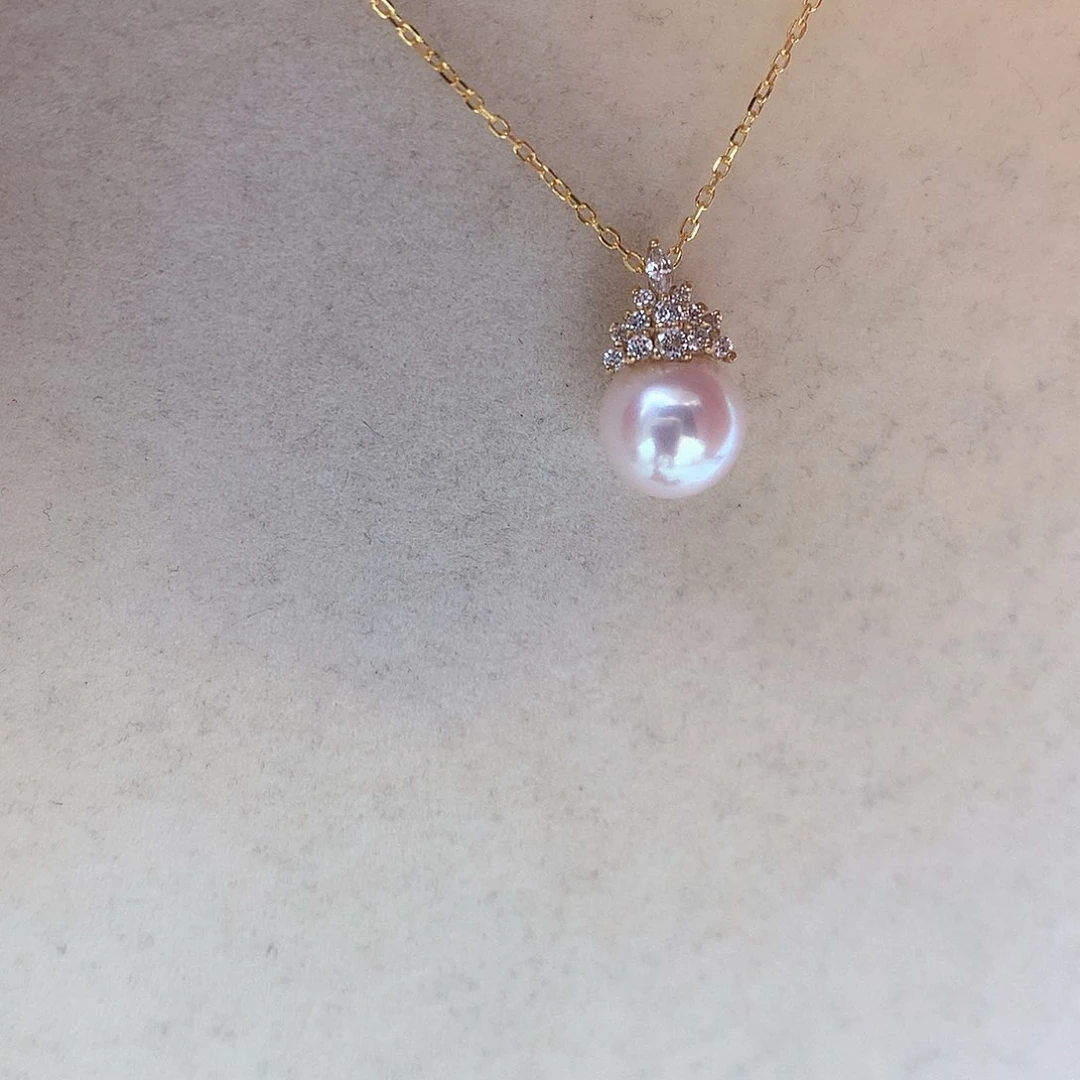 海水珍珠8-8.5mm ak冰雪女王18K金镶嵌