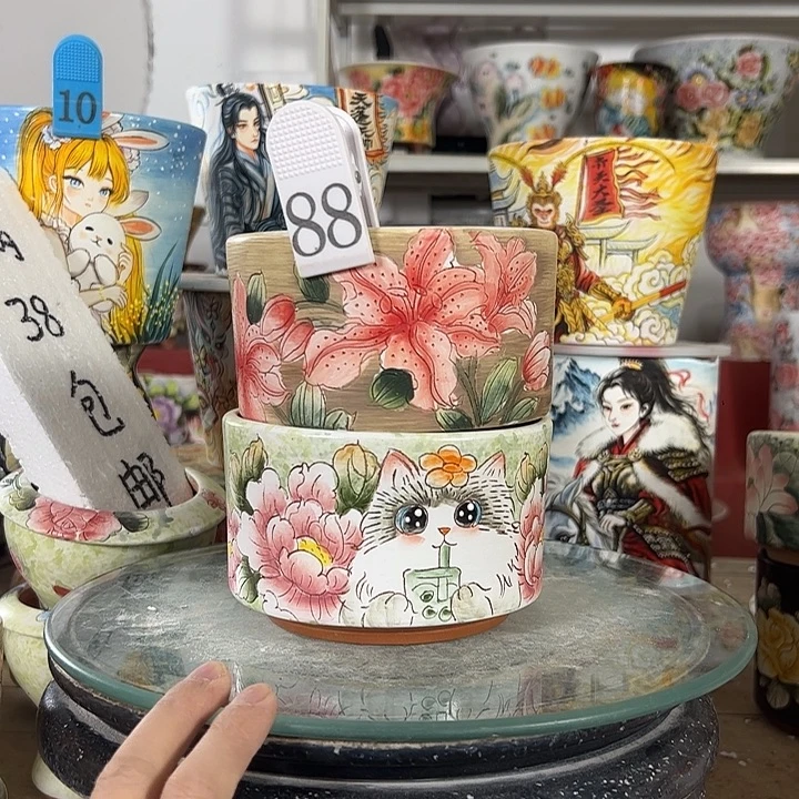 木***嘻满38包邮 景德镇幸运花盆