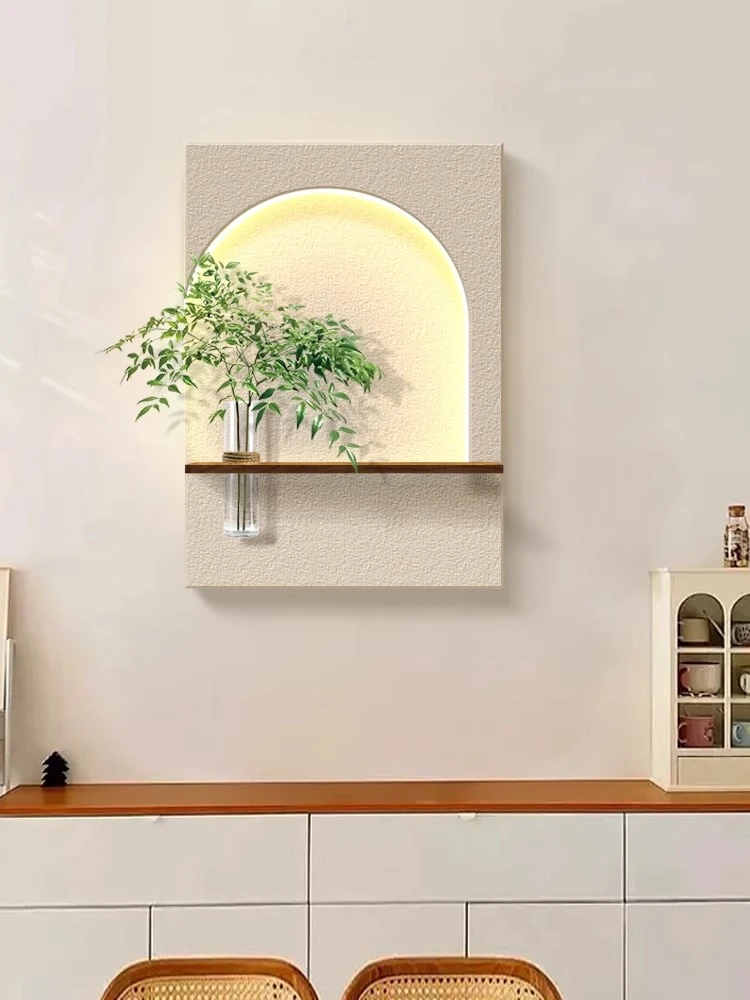 壁间绿韵 电表箱装饰画水培配电箱盒遮挡奶油风立体led壁灯挂画