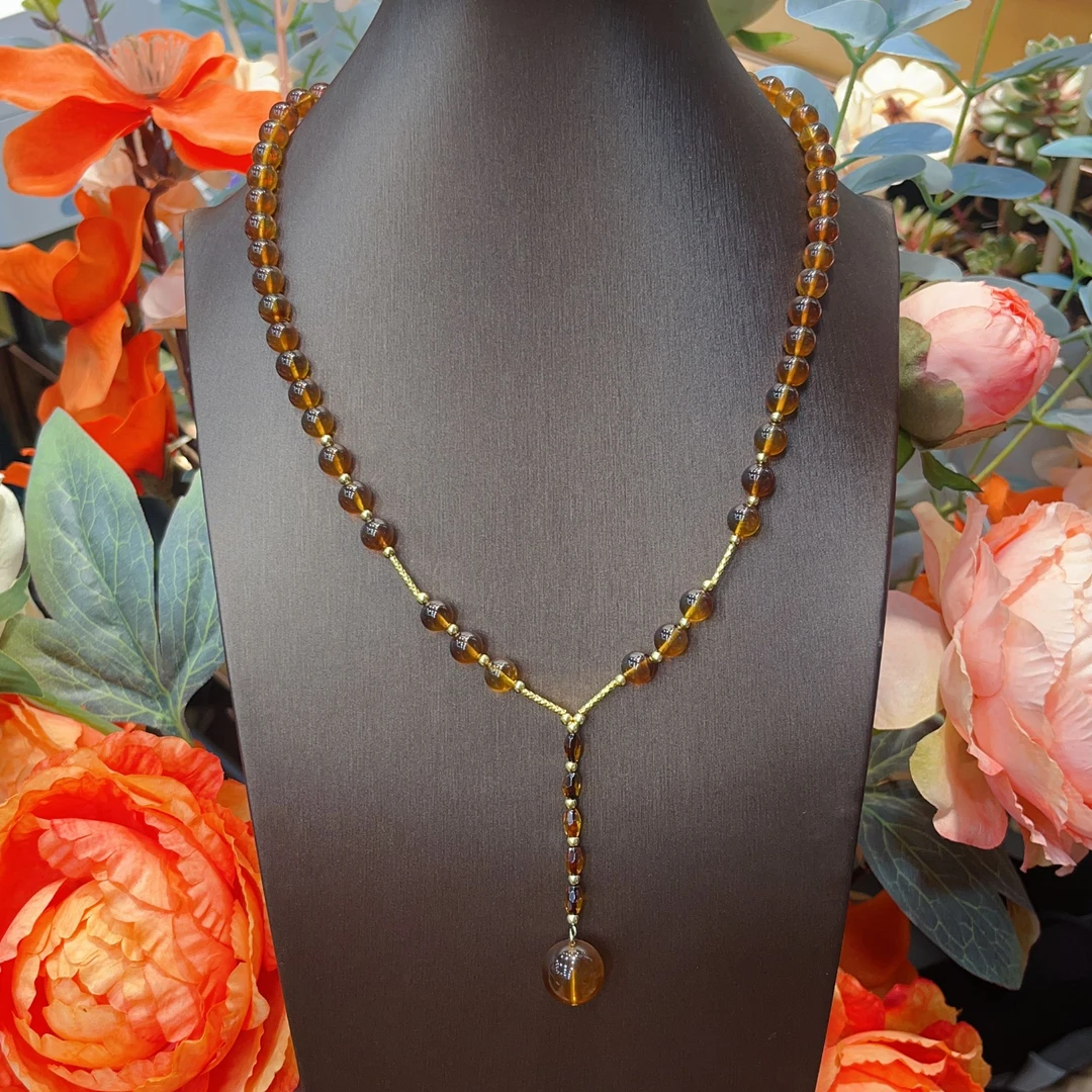 曼曼珠宝琥珀Y字链