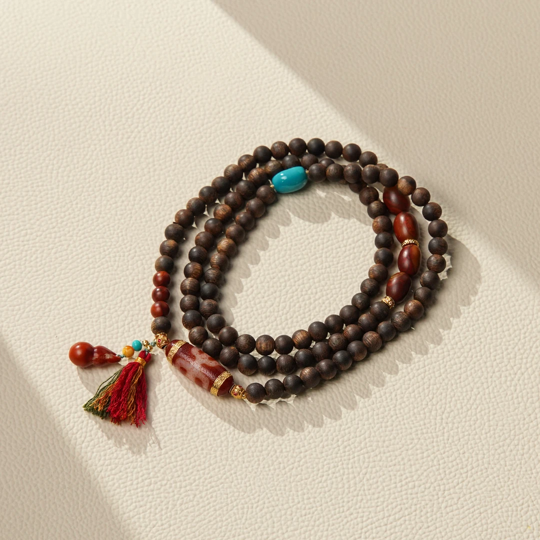 沉香富森红土0.6DIY18K南红贵人沉香多圈/CX01047