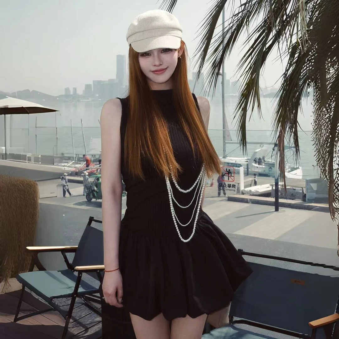 【YULAN Studio】无袖 露背 花苞连衣裙 娇俏 百搭 简约 弹力 休闲