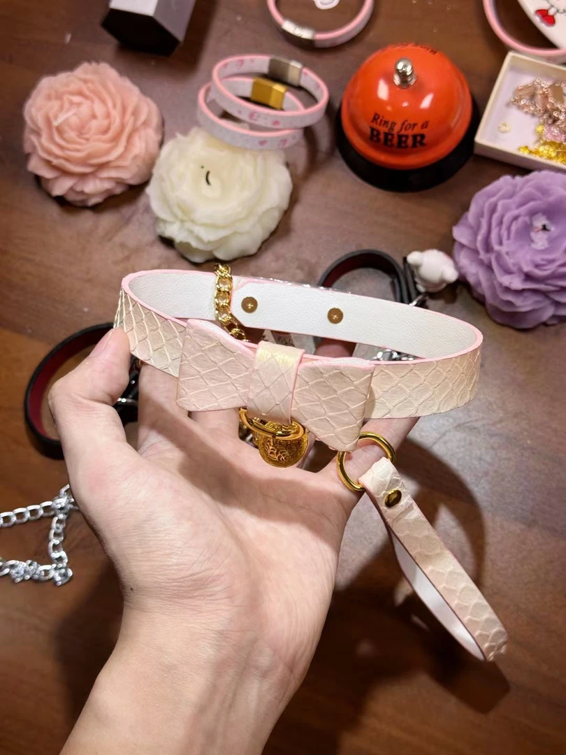 PuppyJoy粉白蛇皮项圈高级感小众极简艺术choker
