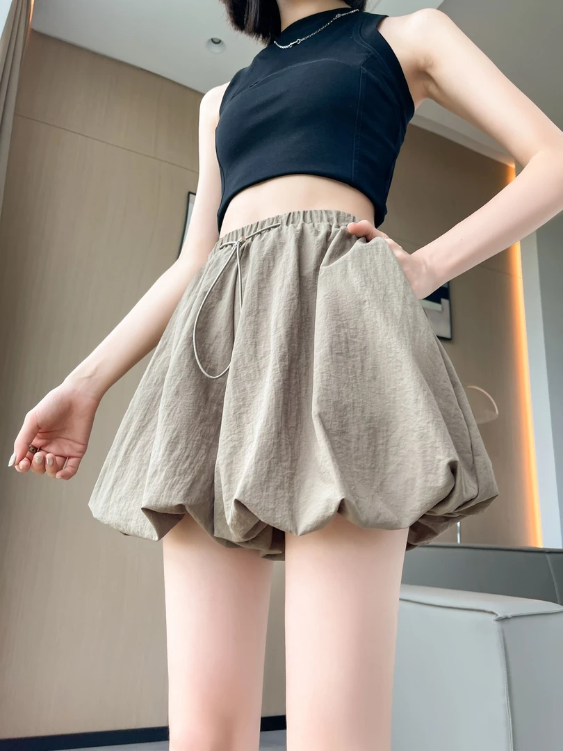 花苞短裤女初夏季2025新款高腰外穿裤裙灯笼裤小个子穿搭裤子裙裤