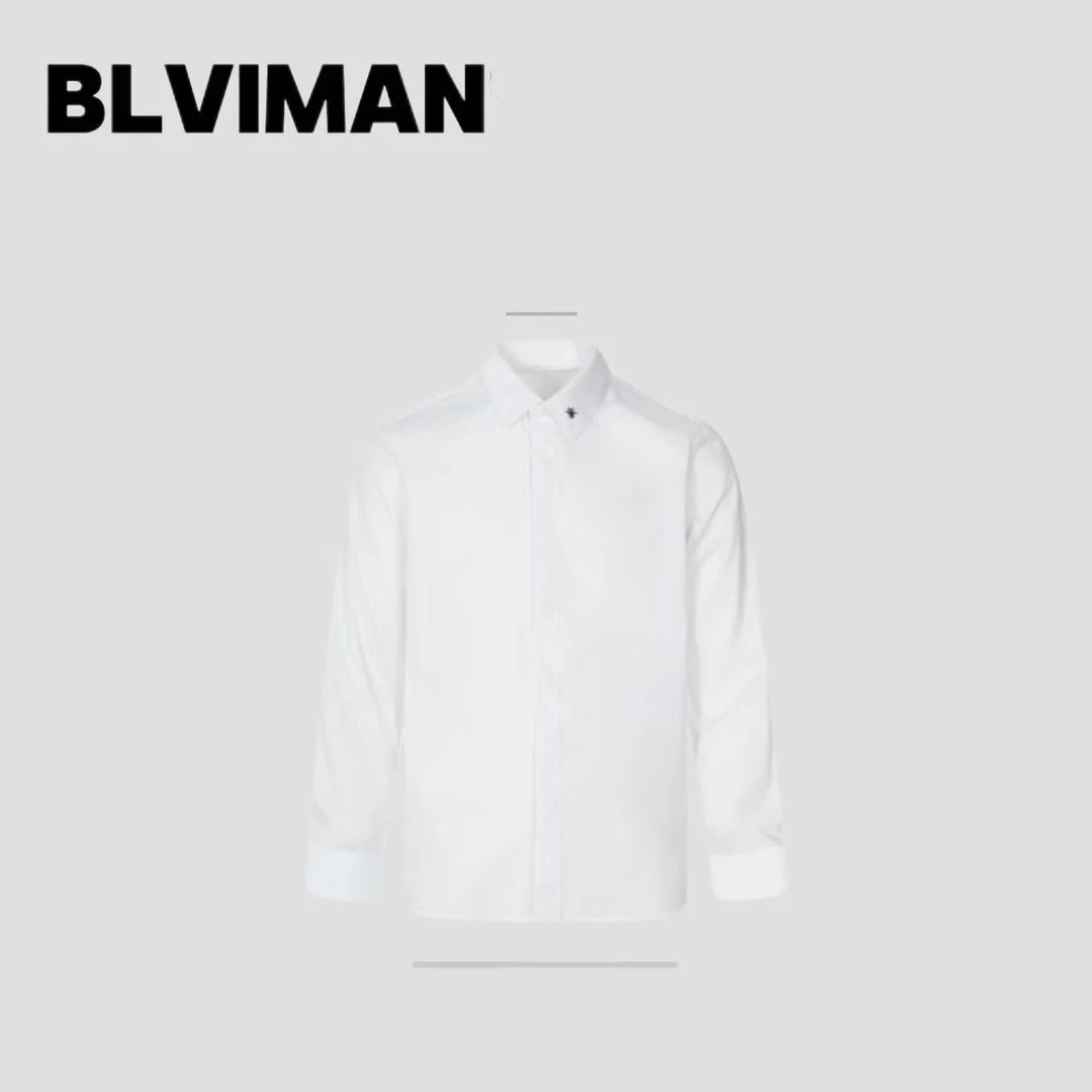 男士休闲黑白小蜜蜂设计秋冬长袖衬衫227