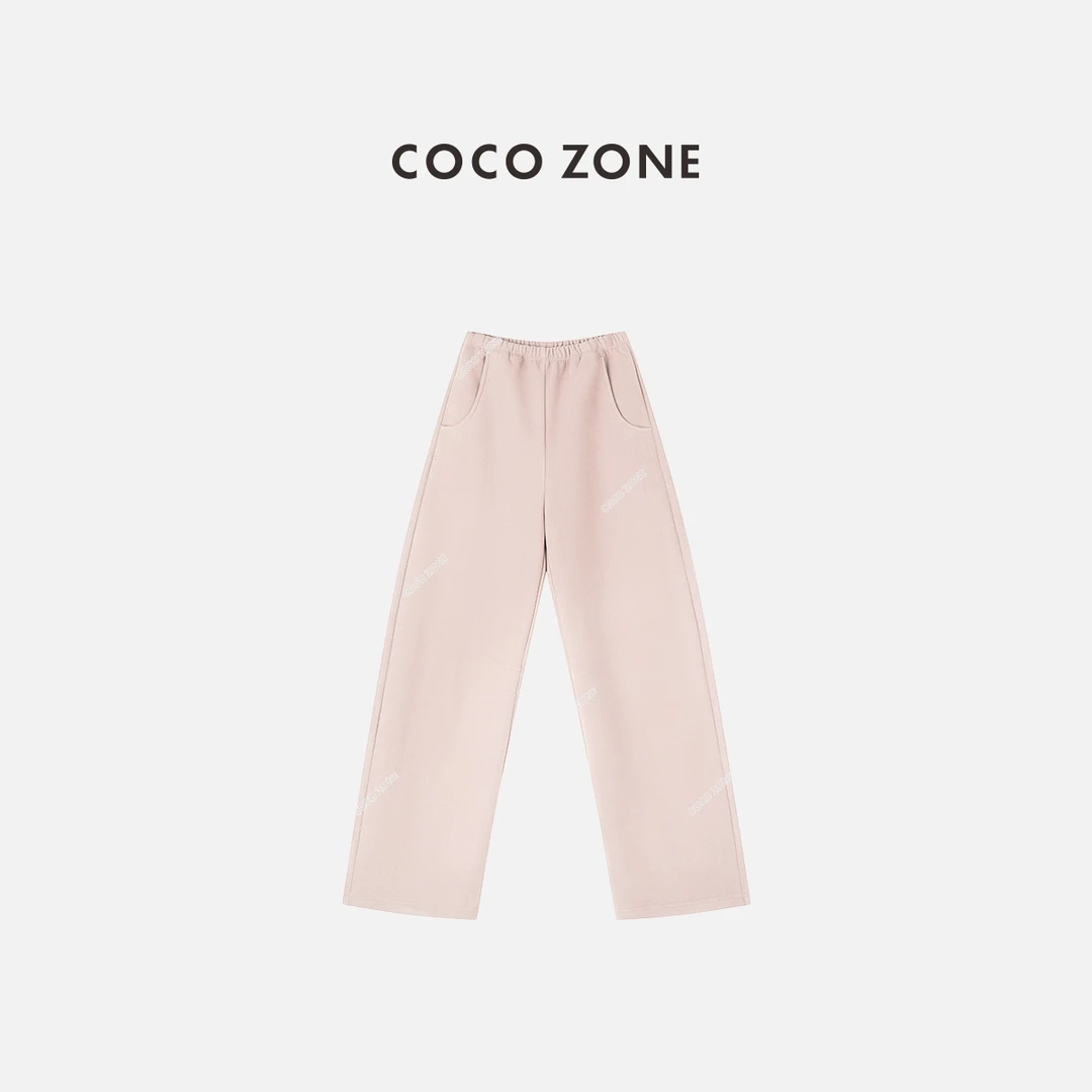 COCO ZONE 刘一一 秋冬双面磨毛显瘦松紧腰直筒休闲裤CC1D2898