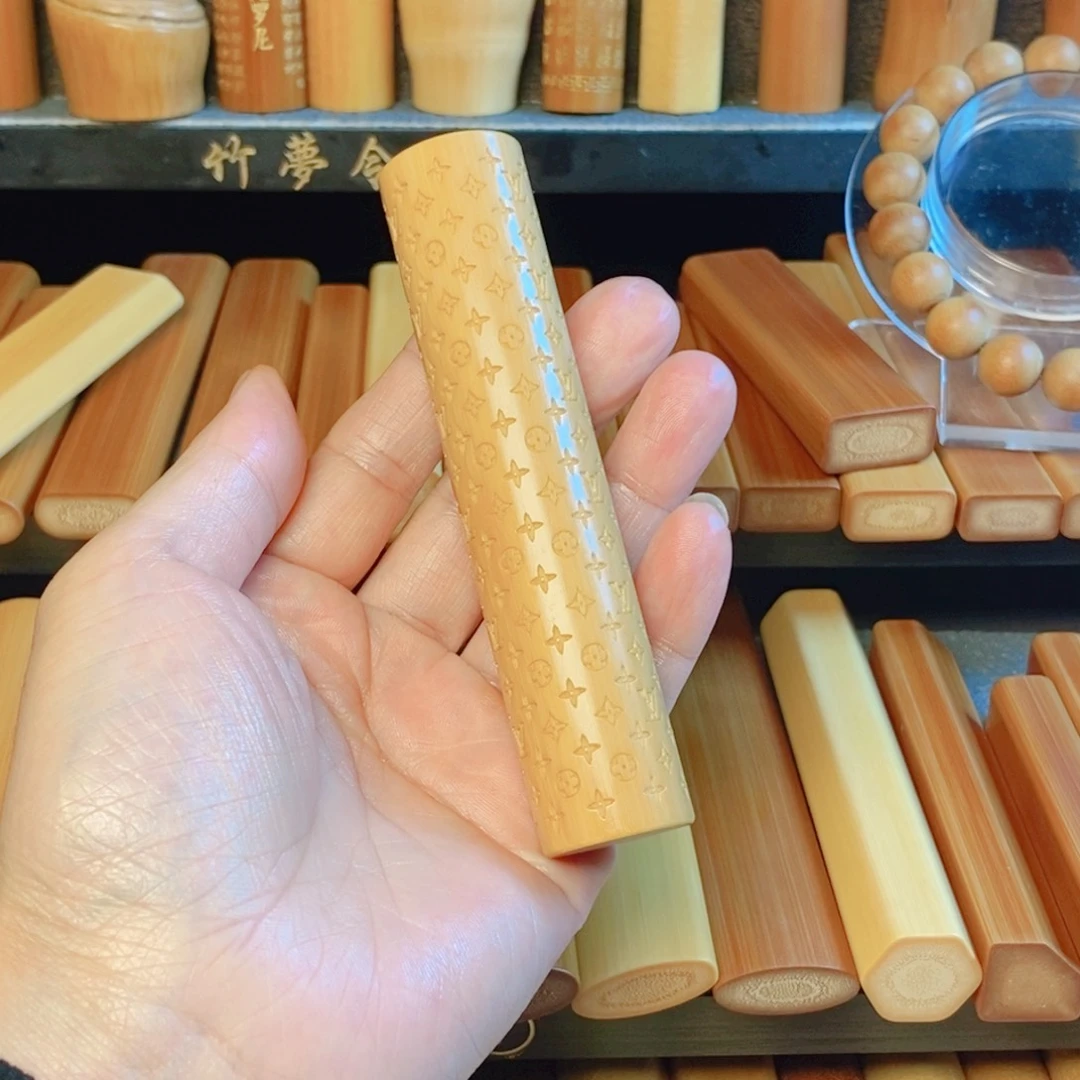 Q*点实心玉竹文玩手把件一物一拍