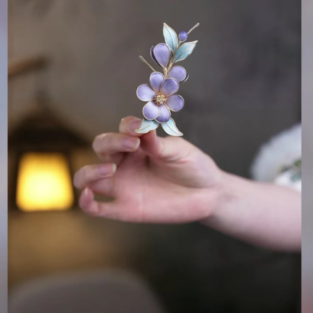 【筠雾】绒花汉服配饰盘发发夹发簪耳环古风汉服饰品日常百搭