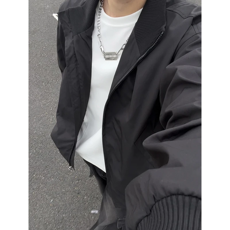 黑色cleanfit短款工装夹克男款秋季三防立领棒球服美式飞行员夹克