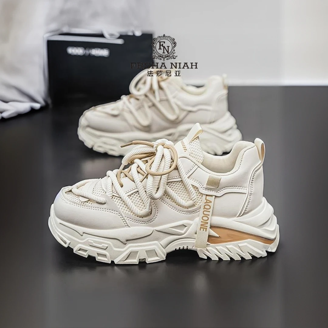法莎尼亚老爹鞋男款增高厚底复古时尚休闲秋季百搭透气网面老爹鞋