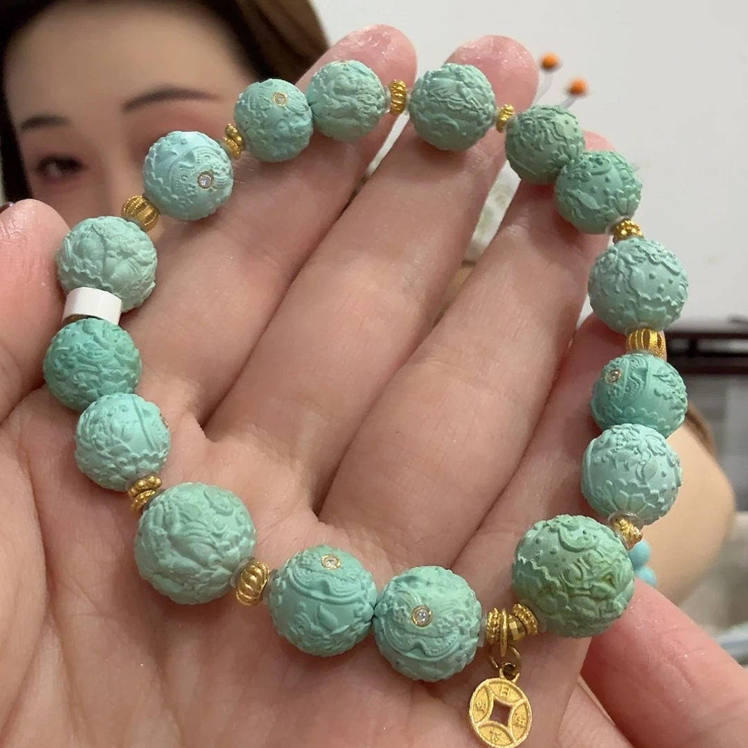 绿松石18K金镶嵌珠宝奇石