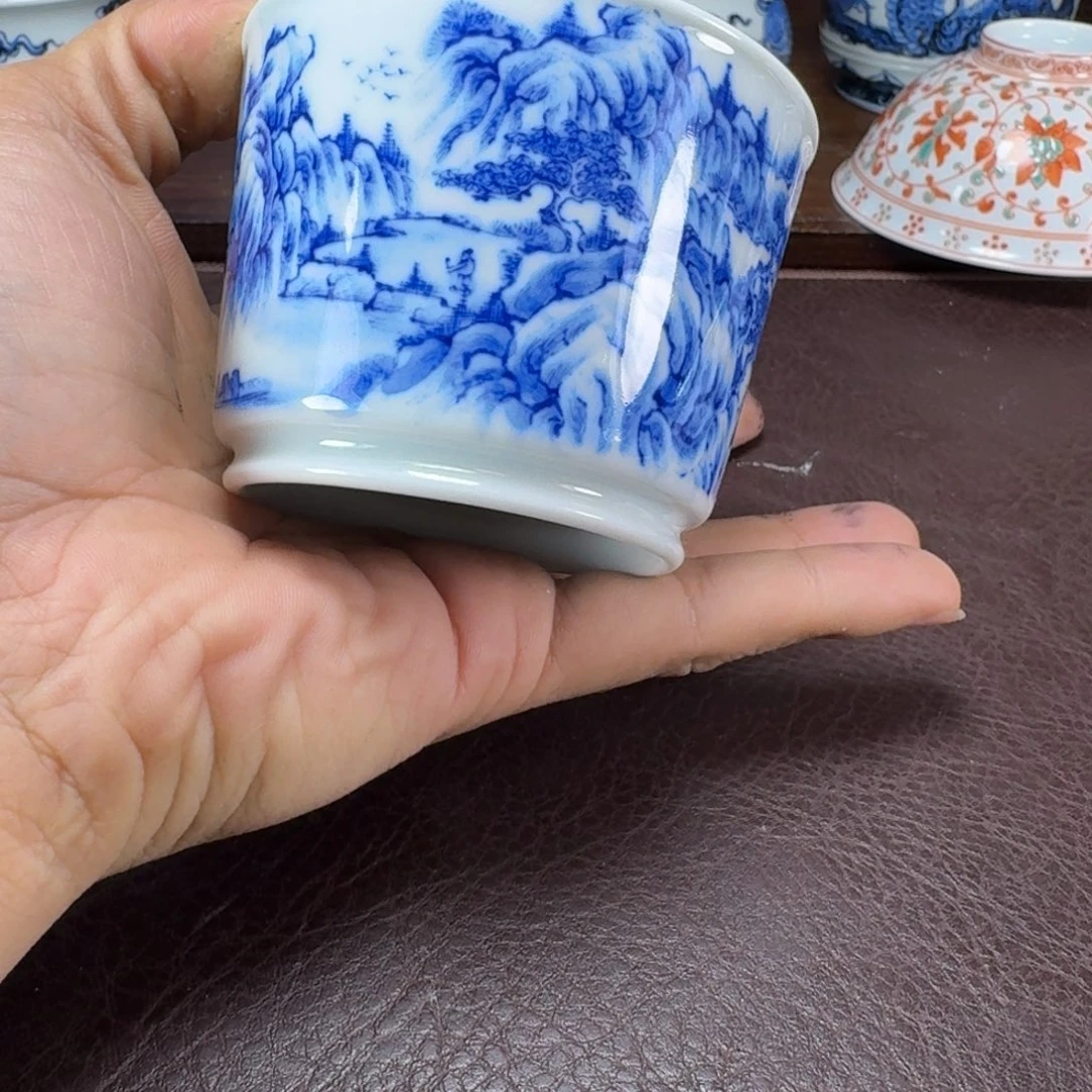 红***鱼瓷片当代景德镇陶瓷手绘茶具
