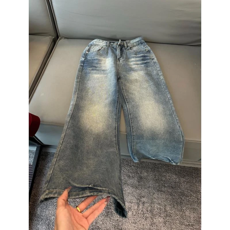 K9 美式高街cleanfit水洗蓝色牛仔裤复古宽松直筒修身微喇vibe裤