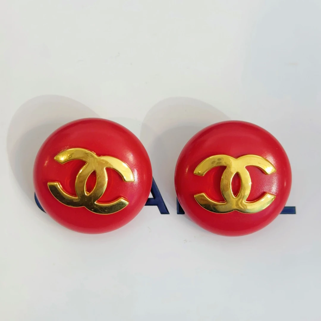 95新 Chanel/香奈儿 Chanel vintage香奈儿中古红金耳夹
