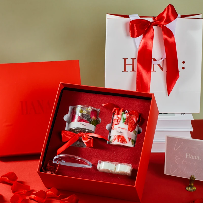 红玫瑰香薰蜡烛香氛礼盒小众订婚伴手礼闺蜜新婚女生香薰结婚礼物