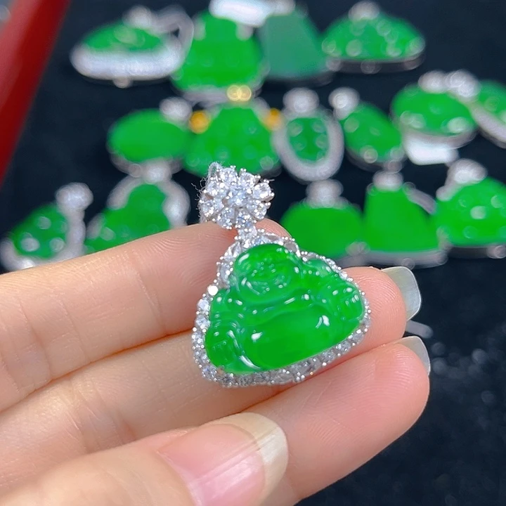 翡翠银S925镶嵌吊坠(不含链)