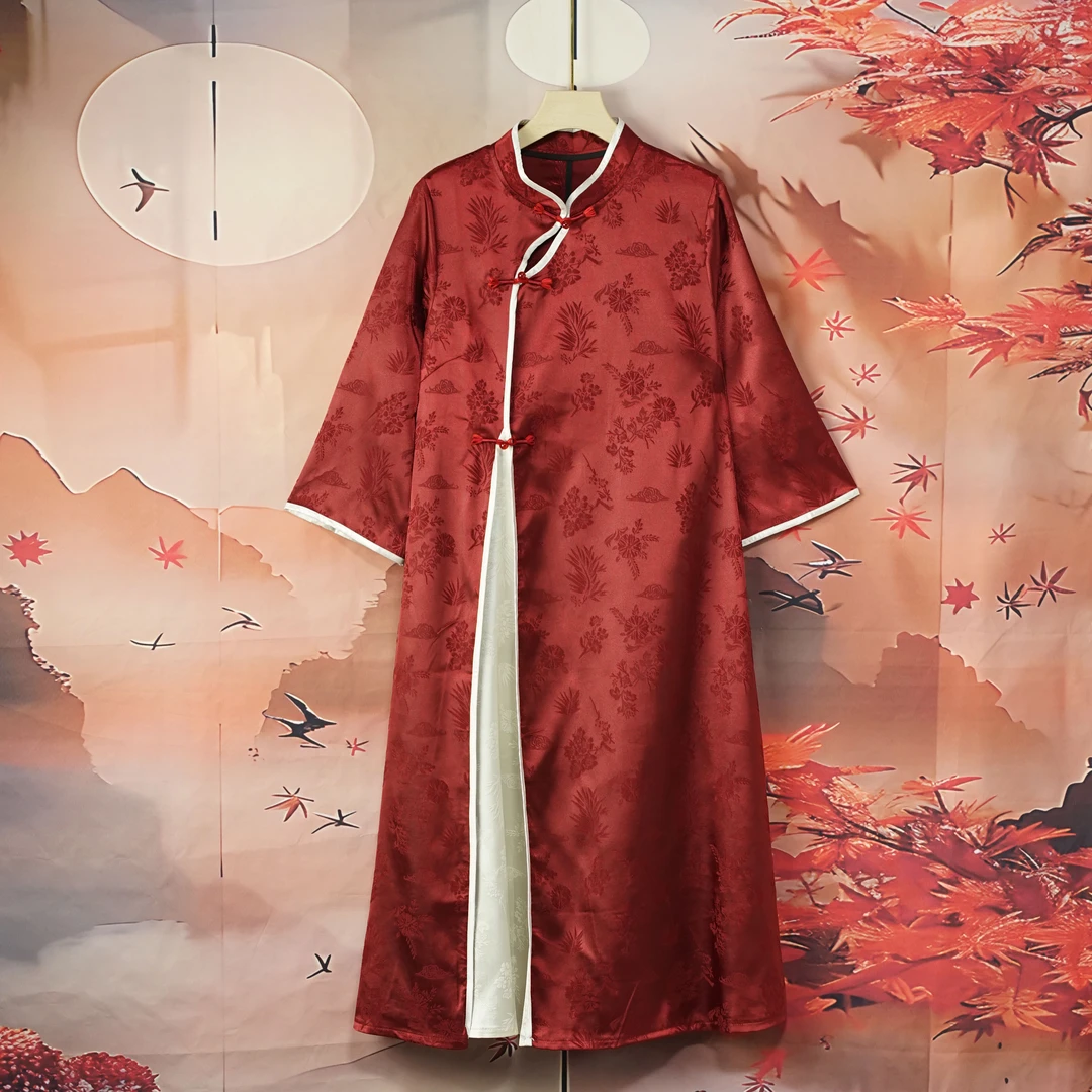 【东海绸苑】新中式国风休闲提花旗袍（M248）