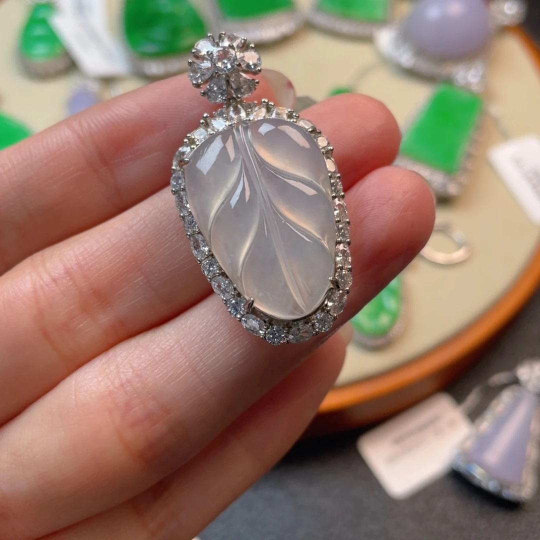 翡翠吊坠(不含链)银S925镶嵌