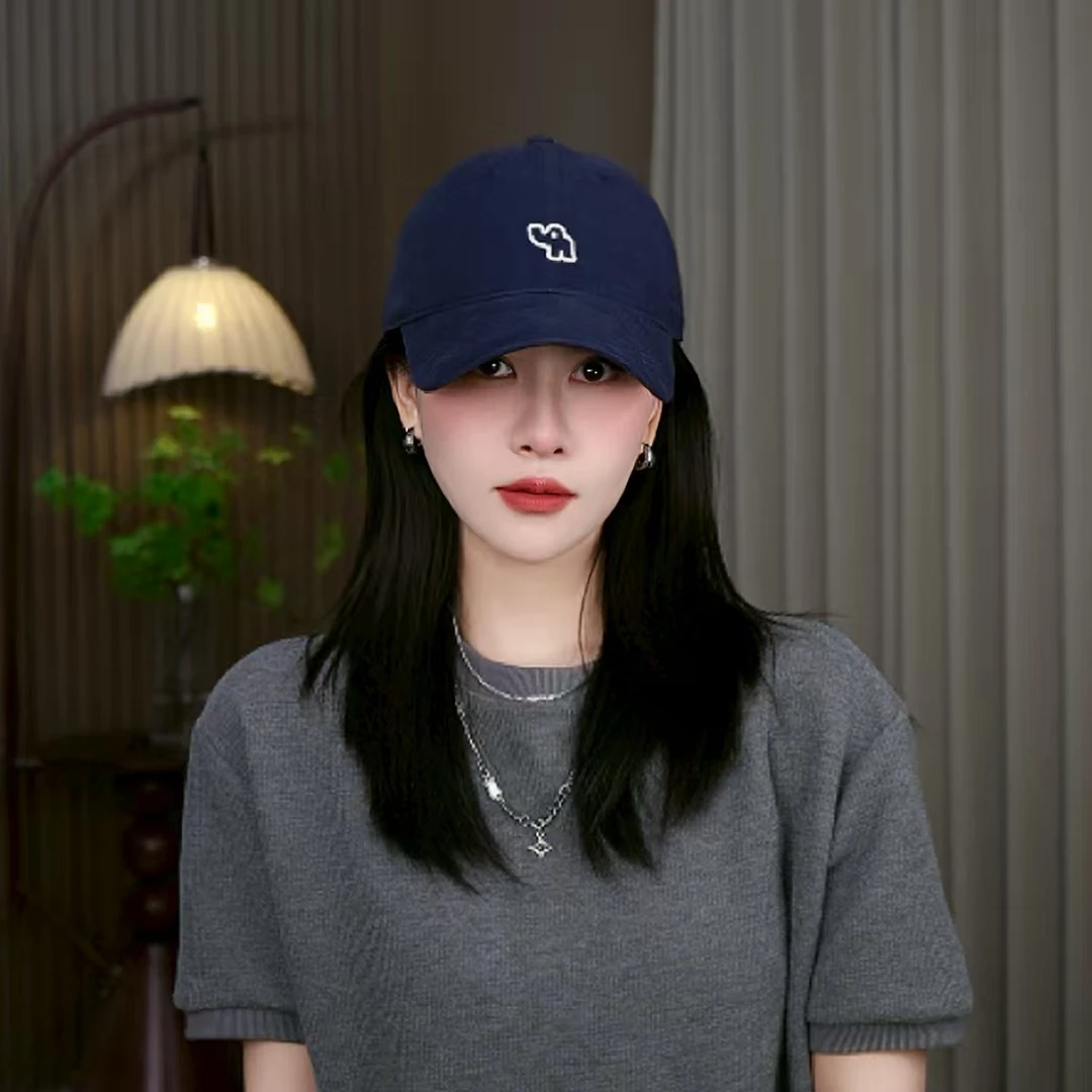 韩版简约刺绣小象棒球帽早秋新款男女鸭舌帽百搭显脸小