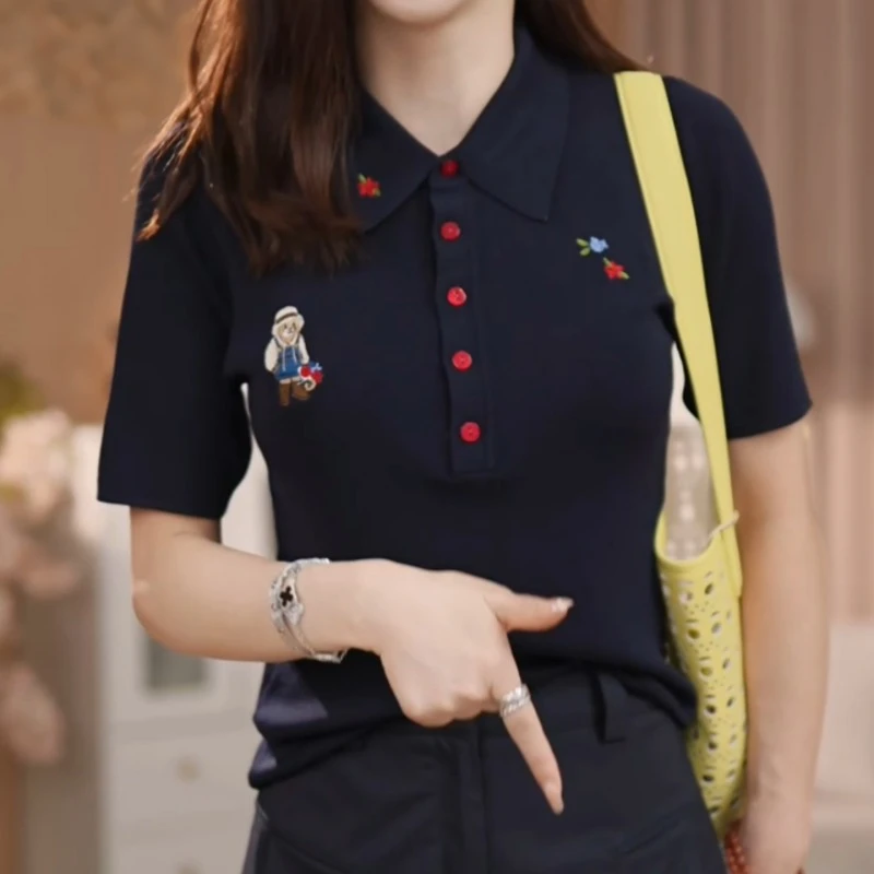 【俏皮减龄】定制休闲新款百搭T恤女时尚夏季翻领POLO衫女LK2502980