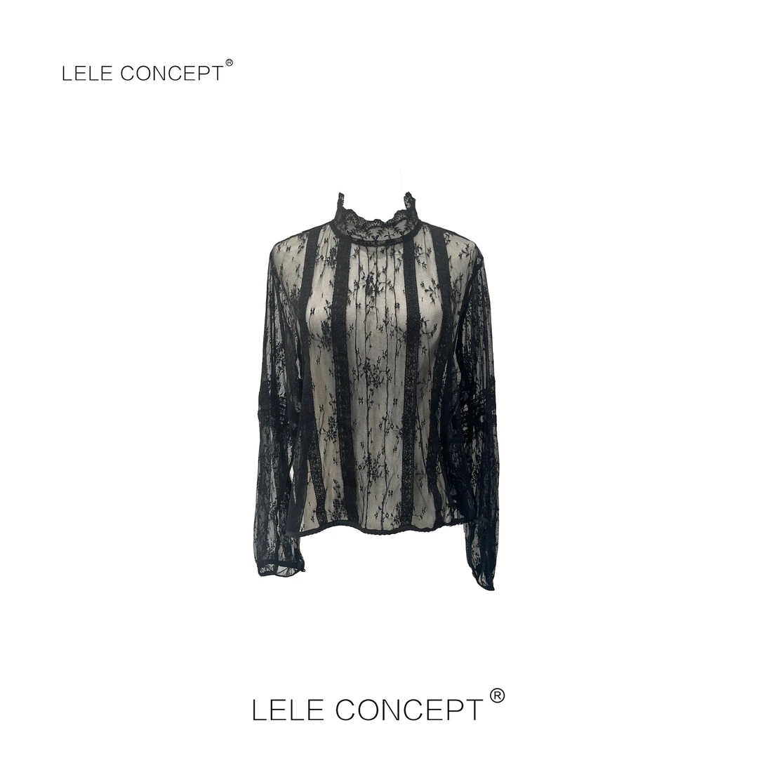 LELE CONCEPT丨「春款上新」设计师款立领蕾丝上衣S0915