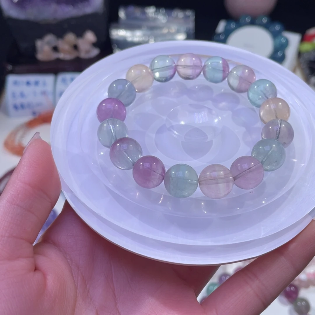 未镶嵌手链水晶马卡龙色彩萤石11+