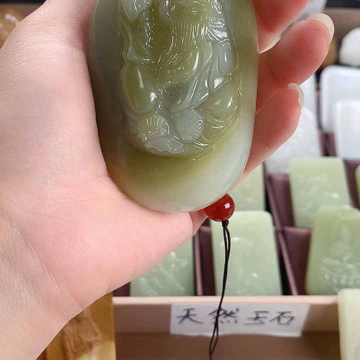 长石玉未镶嵌手把件方解石玉