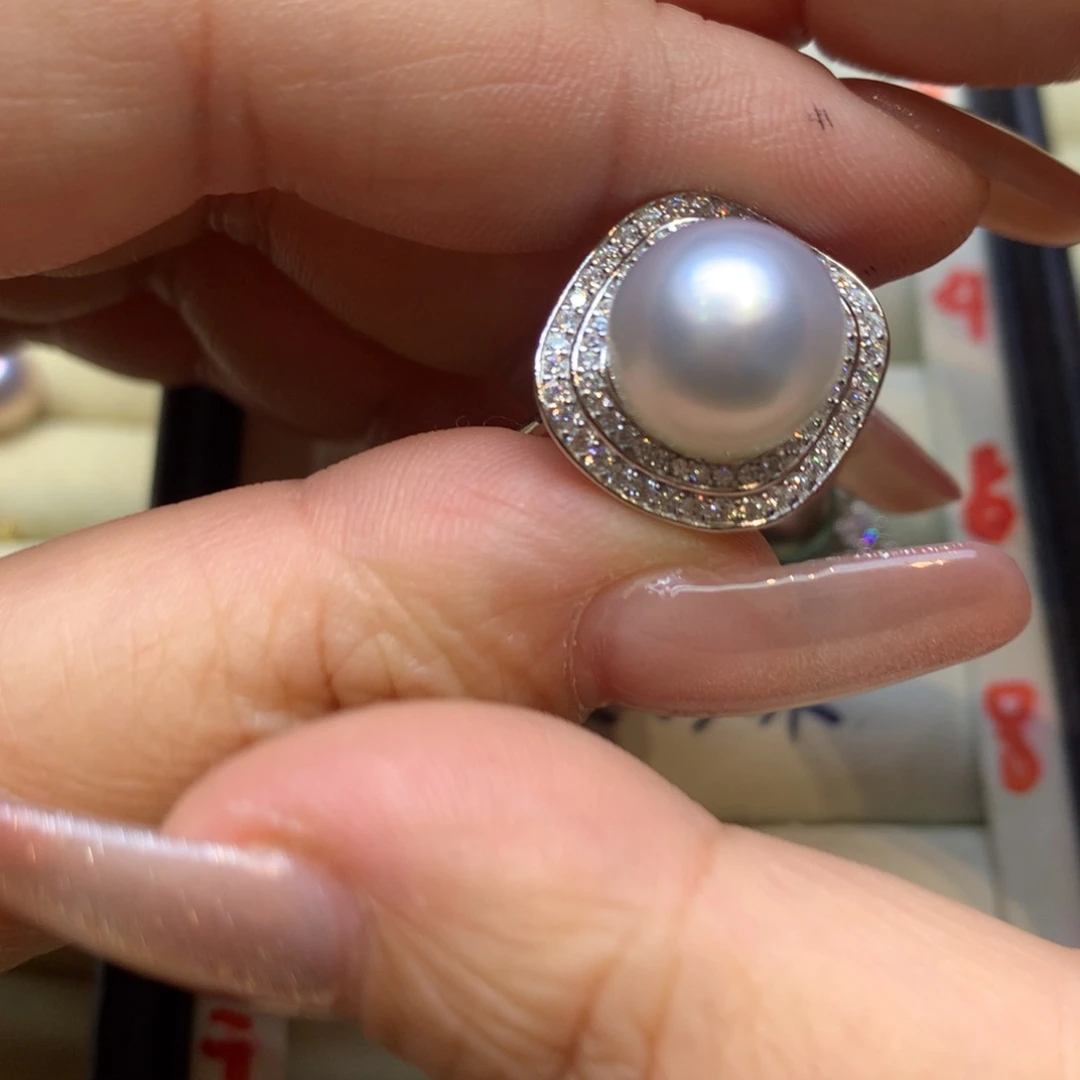 银S925镶嵌戒指海水珍珠