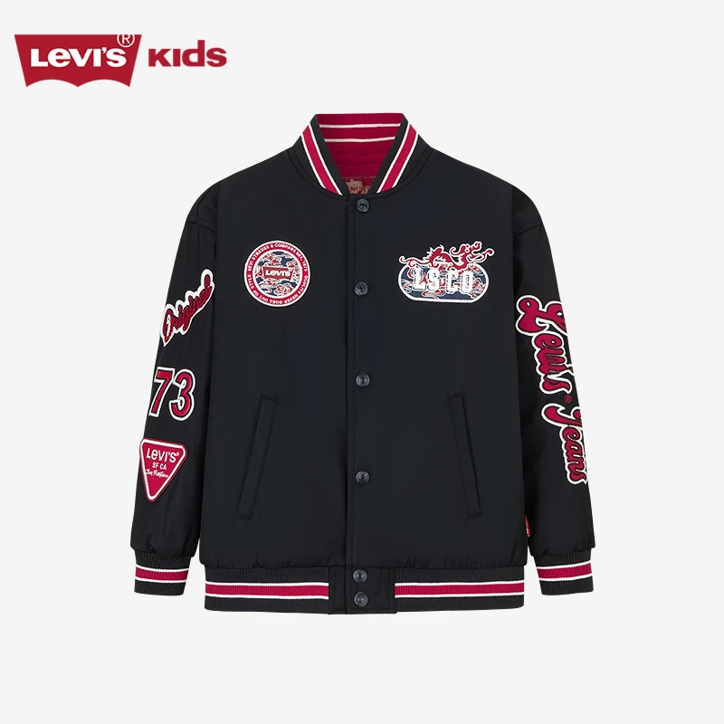 Levi's李维斯儿童秋冬时尚休闲潮流印花棒球领棉服夹克N294