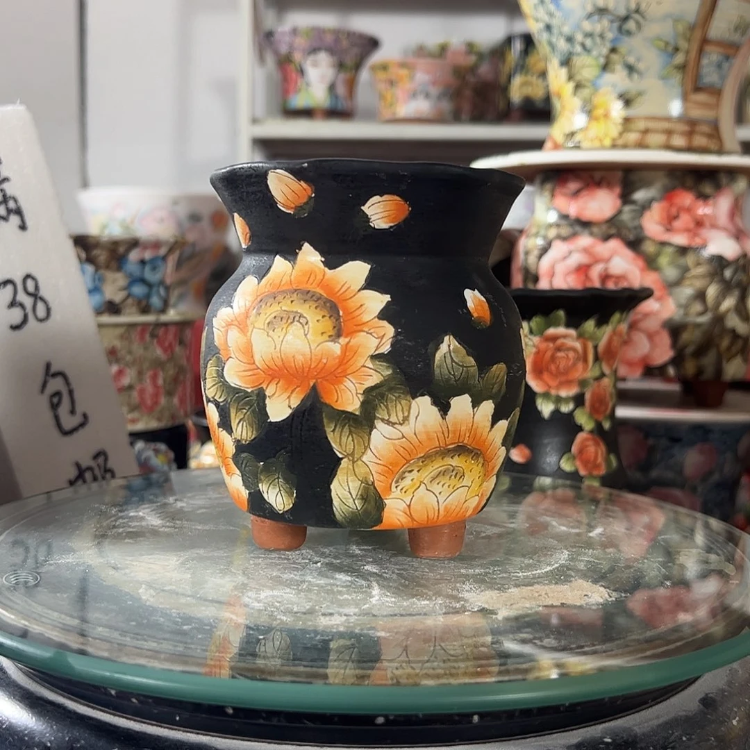 景德镇手绘花盆幸运花盆