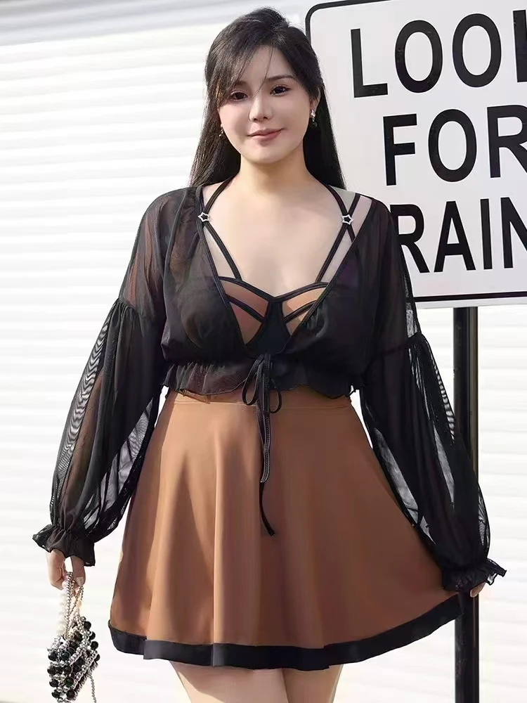 泳衣女时尚温泉遮肚泳装两件套