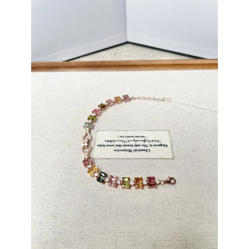 S399 天然碧玺手链S 925银镶嵌（多样性发货其一）