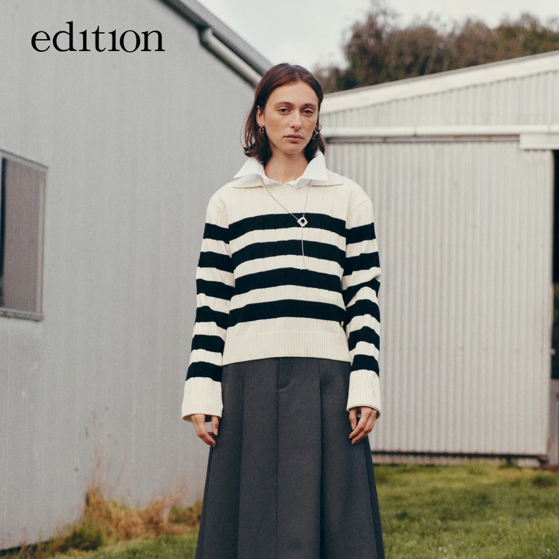 【陈大可】edition黑白条纹毛织上衣#EBC3SWT030