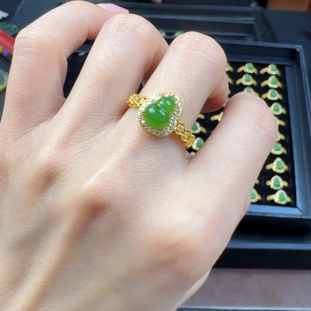 和田玉（碧玉）银S925镶嵌戒指