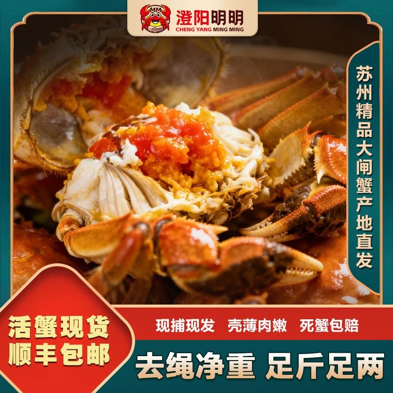 【正宗苏州大闸蟹】活蟹4两公蟹+3两母蟹8/10只塘养顺丰直发