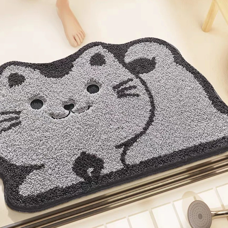 灰猫吸水防滑浴室垫 耐脏卫生间门垫45*70cm