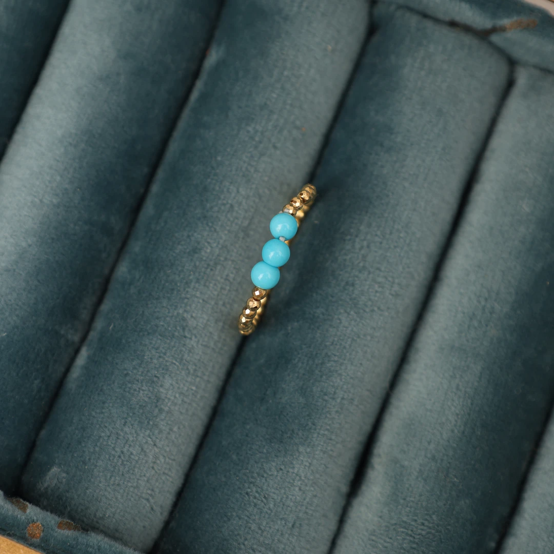 【心如珠宝甄选】18k绿松福禄寿戒指-LX1823