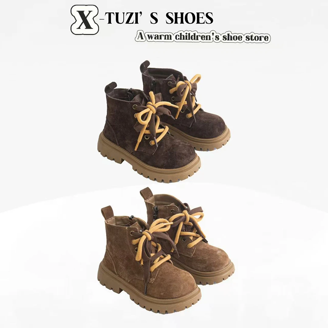 N.N【卡皮巴拉】男女童加绒保暖真皮马丁靴 26083