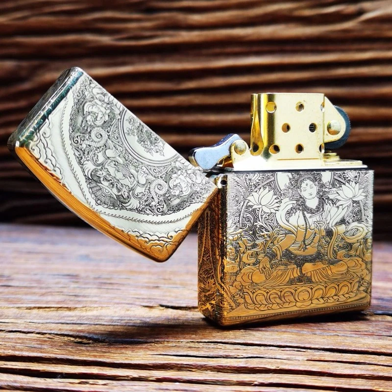 德国912纯铜战甲重甲防风防水复古煤油打火机送礼白度母