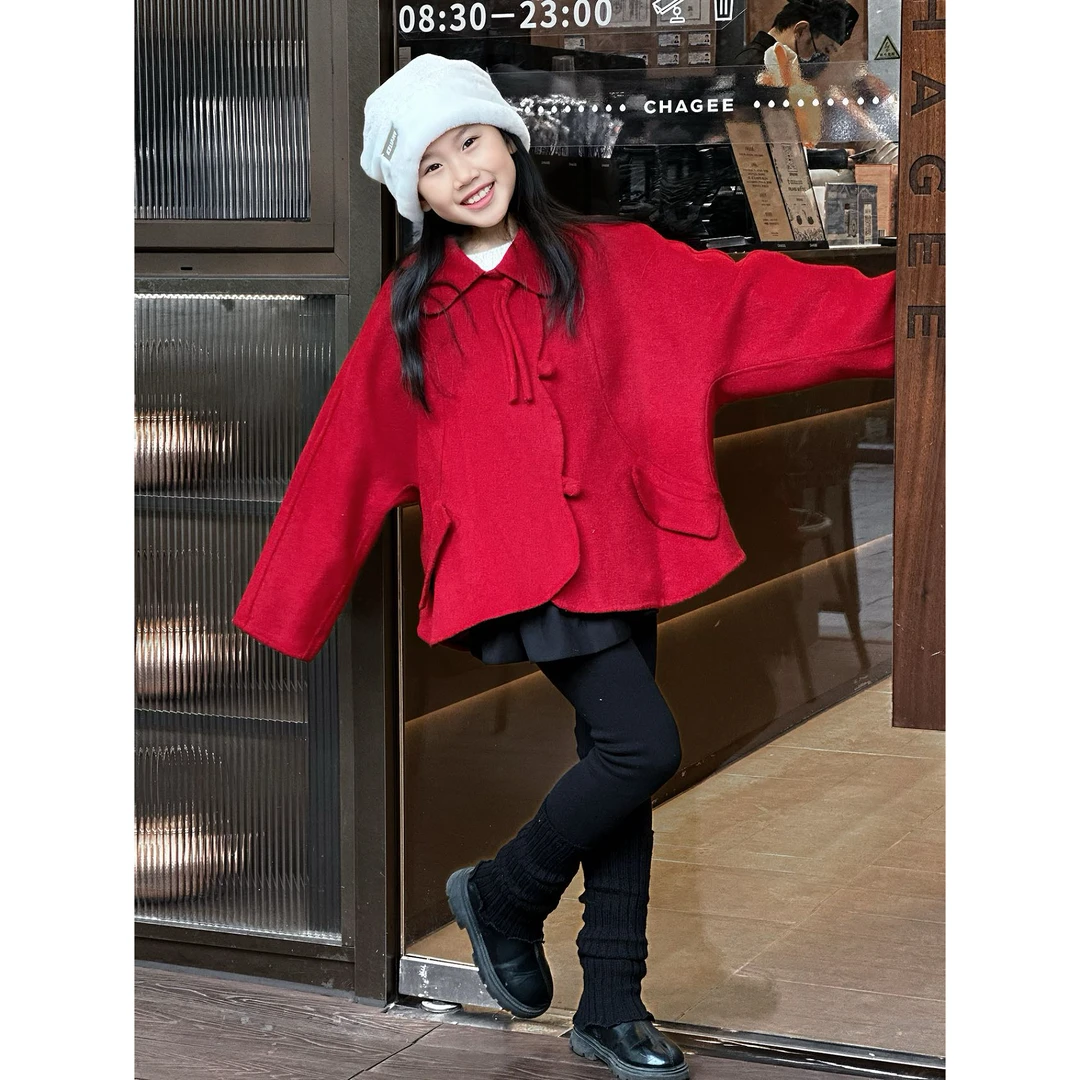 【秘密花园】英伦深秋冬女童毛呢短款双面羊毛大衣650113【专享】