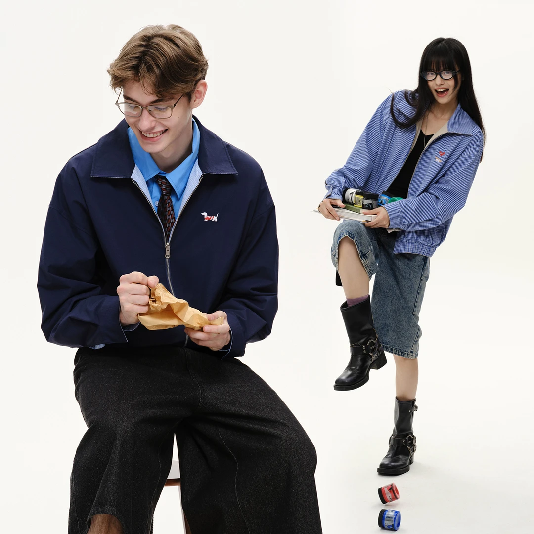 PSO Brand 男装女装秋冬保暖小狗格纹休闲风衣情侣夹克外套PJK152