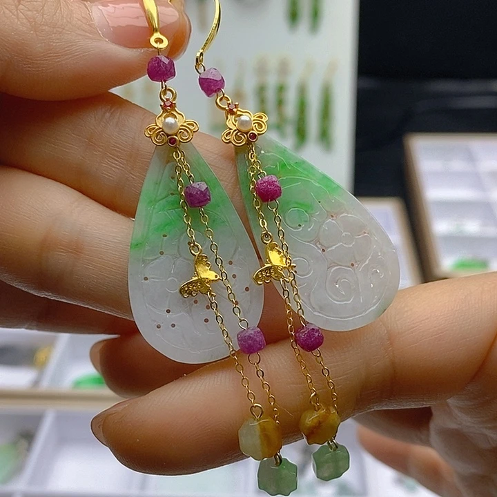 翡翠未镶嵌耳饰翡翠