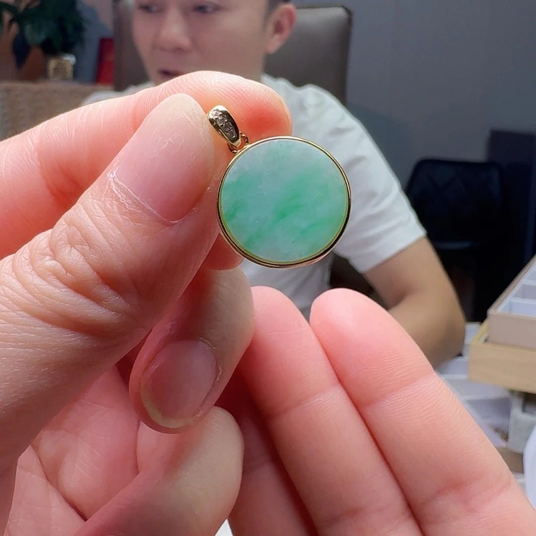 翡翠银S925镶嵌吊坠(不含链)天然