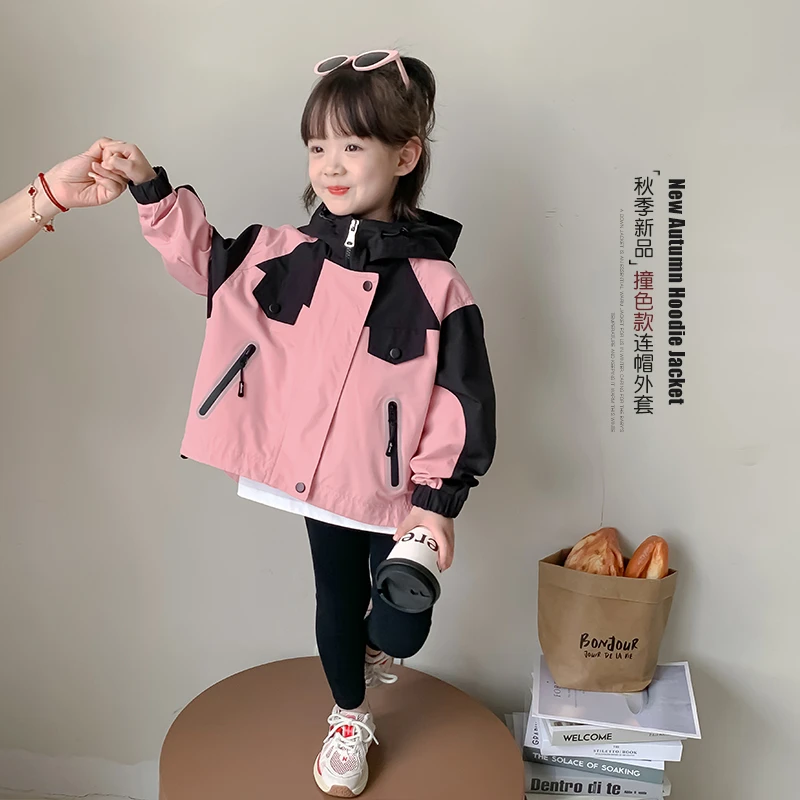 女童冲锋衣春秋装新款外套春秋款时髦女孩休闲夹克上衣C6827