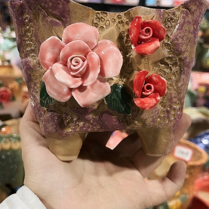 古***泉瓷片花盆多肉植物艺术品