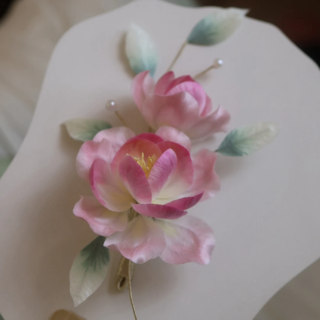 原创(知春)绒花发饰汉服配饰古风发饰