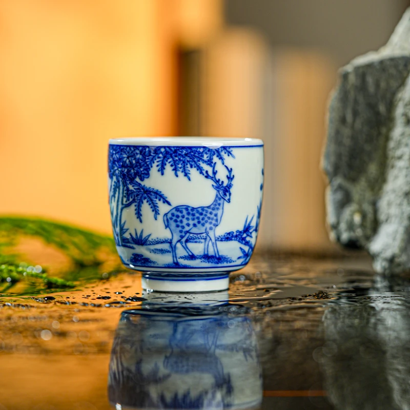 【墨舍名窑】慎静斋鹤鹿同春手握杯sjz266