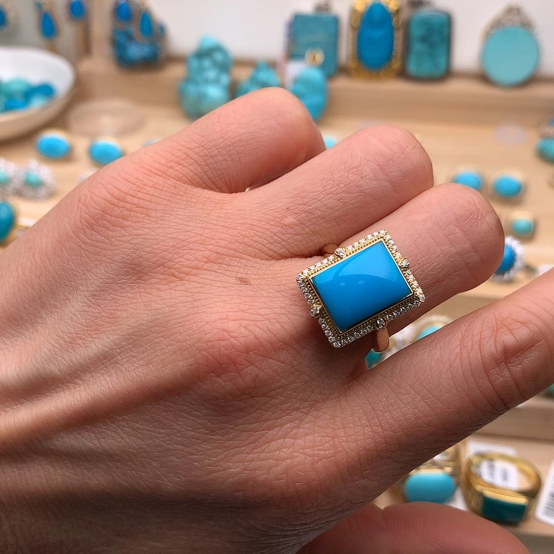 绿松石18K金镶嵌珠宝奇石